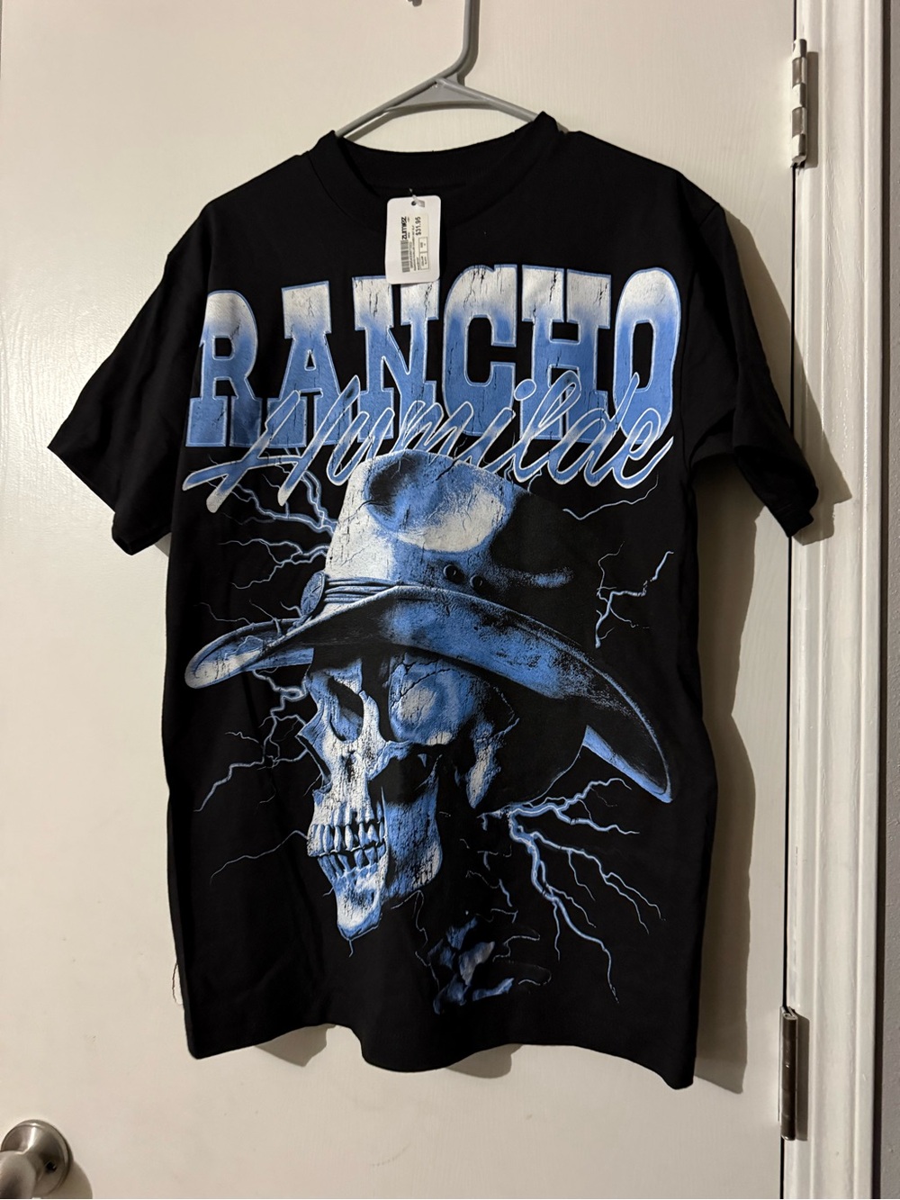 Zumiez Black Tee with Blue Skull Cowboy Graphic